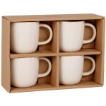 Coffret tasses en céramique blanche liseré marron (x4) Coffret tasses en céramique blanche liseré marron (x4)