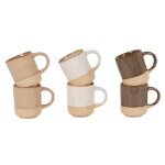 Coffret tasses (x6) en cramique marron, blanche et beige