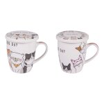 Coffret tisanire et filtre  th 35 cl multicolores en porcelaine