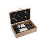 Coffret vin en bambou avec 5 accessoires inox ide cadeau lgante