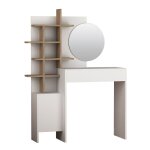 Coiffeuse 10 étagères 1 porte - h151 cm - effet blanc et chêne Coiffeuse 10 étagères 1 porte - h151 cm - effet blanc et chêne