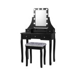 Coiffeuse en bois avec miroir pivotant luminosit�s r�glables noir