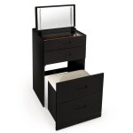 Coiffeuse compacte 48cm avec miroir led, tiroir et pouf intgr