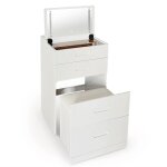 Coiffeuse compacte 48cm avec miroir led, tiroir et pouf intgr