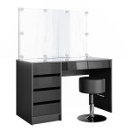 Coiffeuse avec �clairage led et tabouret, anthracite 120 x 75cm