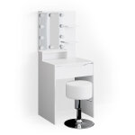 Coiffeuse avec �clairage led et tabouret, blanc 60 x 142. 7cm