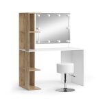 Coiffeuse avec clairage et tabouret, blanc / sonoma 122. 2 x 75. 8cm