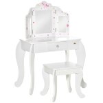 Coiffeuse enfant tabouret miroir triptyque et tiroir coulissant blanc Coiffeuse enfant tabouret miroir triptyque et tiroir coulissant blanc