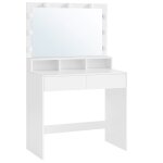 Coiffeuse grand miroir 40 x 80 x 140 cm effet bois blanc Coiffeuse grand miroir 40 x 80 x 140 cm effet bois blanc