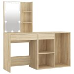 Coiffeuse � led avec bois beige 60 x 40 x 140 cm