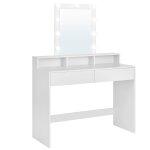 Coiffeuse miroir 2 tiroirs et 3 compartiments l 100 cm blanc