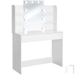 Coiffeuse avec miroir et clairage led variable tiroir et 4 tagres