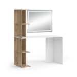 Coiffeuse avec miroir led, blanc / sonoma 122. 2 x 75. 8cm