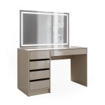 Coiffeuse avec miroir led gris brillant 120x75cm