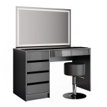 Coiffeuse avec miroir led et tabouret, anthracite 120 x 75cm