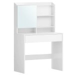 Coiffeuse avec miroir et placard de rangement et tiroir style moderne Coiffeuse avec miroir et placard de rangement et tiroir style moderne