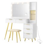 Coiffeuse avec miroir et tabouret loupe 10x 40 x 110 x 135 cm blanc