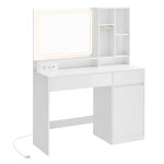 Coiffeuse avec miroir tiroir et rangement pour bijoux l 110 cm blanc Coiffeuse avec miroir tiroir et rangement pour bijoux l 110 cm blanc
