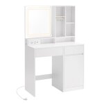 Coiffeuse avec miroir tiroir et rangement pour bijoux l 90 cm blanc Coiffeuse avec miroir tiroir et rangement pour bijoux l 90 cm blanc