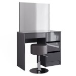 Coiffeuse avec tabouret, anthracite 90 x 75cm