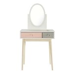 Coiffeuse vintage blanche et rose Coiffeuse vintage blanche et rose