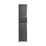 Colonne avec 1 porte, 1 tiroir et 1 panier  linge effet bois gris