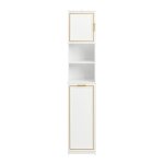Colonne effet bois blanc 1 porte 2 tagres 1 panier  linge