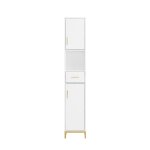 Colonne troite avec 1 compartiment et 2 portes effet bois blanc