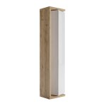 Colonne pivotante 1 porte 1 miroir blanc laqué et aspect bois finitio Colonne pivotante 1 porte 1 miroir blanc laqué et aspect bois finitio