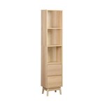 Colonne de rangement dcor bois 3 tagres 2 tiroirs, naturel