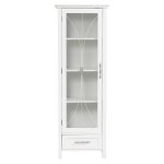 Colonne de rangement en effet bois blanc avec portes en verre