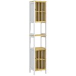 Colonne rangement salle de bain 2 placards tagre rglable blanc