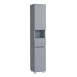 Colonne de salle de bain 2 portes et 1 tiroir h170 cm - gris clair Colonne de salle de bain 2 portes et 1 tiroir h170 cm - gris clair