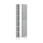 Colonne de salle de bain avec 2 portes effet bois gris