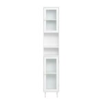 Colonne de salle de bain 2 portes en verre effet bois blanc