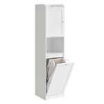Colonne de salle de bain panier  linge 1 tiroir blanc nuage