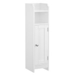 Colonne de salle de bain avec porte et étagère effet bois blanc Colonne de salle de bain avec porte et étagère effet bois blanc