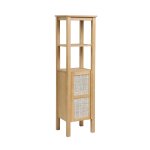 Colonne de salle de bain sur pieds chêne 145cm porte cannage Colonne de salle de bain sur pieds chêne 145cm porte cannage