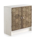 Commode 2 portes en frêne blanc patiné Commode 2 portes en frêne blanc patiné