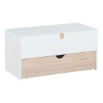 Commode 2 tiroirs avec tiroir mobile sur roulettes - blanc Commode 2 tiroirs avec tiroir mobile sur roulettes - blanc