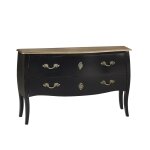 Commode 2 tiroirs plateau en chêne noire Commode 2 tiroirs plateau en chêne noire