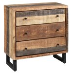 Commode 3 tiroirs acier et bois massif
