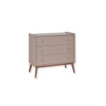 Commode 3 tiroirs argile et noyer