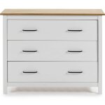 Commode 3 tiroirs en bois massif blanc 100 cm - ida