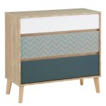 Commode 3 tiroirs chne blond