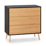 Commode 3 tiroirs couleur noir / bois Commode 3 tiroirs couleur noir / bois