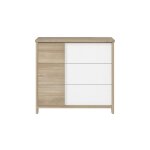 Commode 3 tiroirs dcor bois et blanc bb - 95 x h91cm