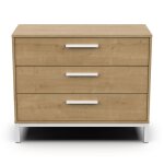 Commode 3 tiroirs dcor chne et noir mat - l90, 7 cm