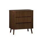 Commode 3 tiroirs, d�cor stri� noyer