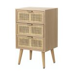 Commode 3 tiroirs façade en cannage rotin naturel Commode 3 tiroirs façade en cannage rotin naturel